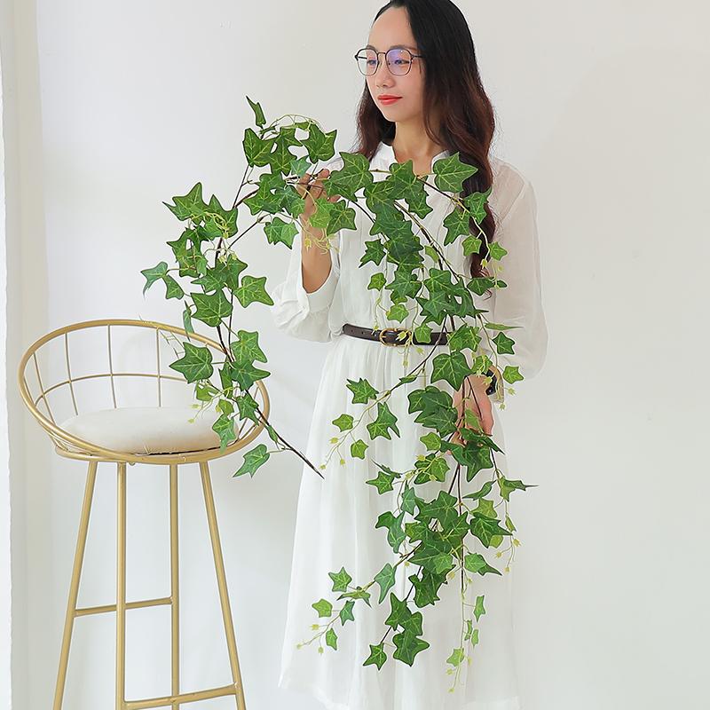 Luxurious Staircase Decor: Bionic Green Rose Vines & Leaves