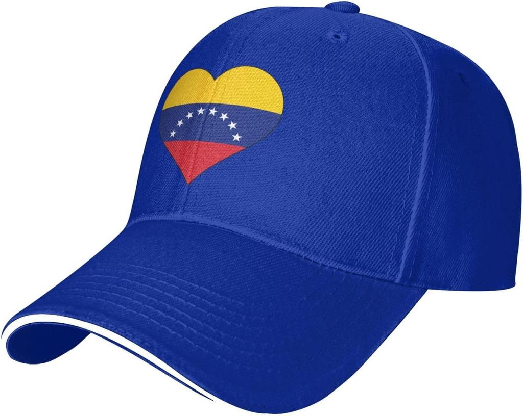 Venezuela Flag Heart Baseball Cap Polyester Adjustable Outdoor Sun Hat Unisex