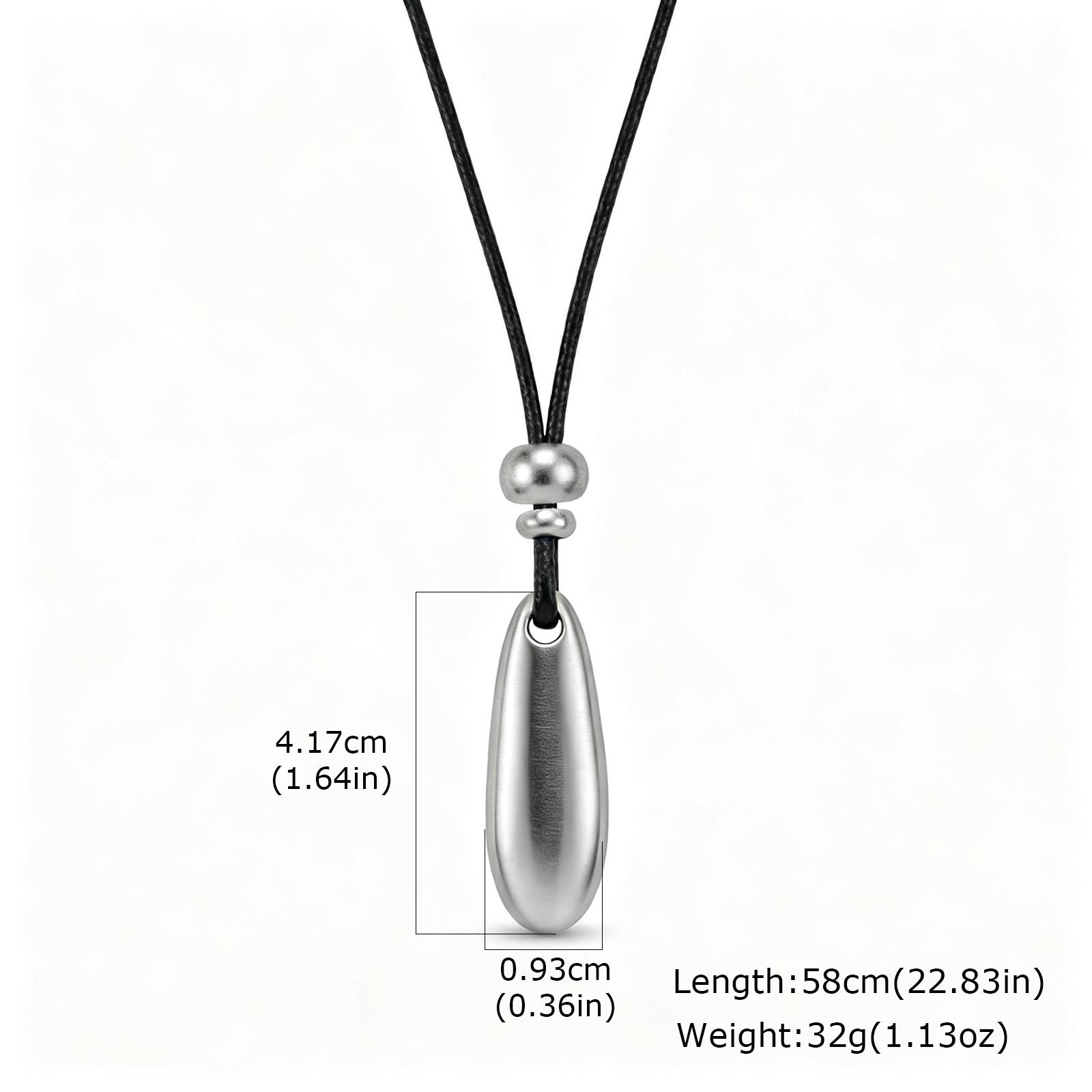 

Vnox Minimalist Solid Water Drop Shaped Pendant Necklace for Women Girls, Adjustable Long Black Rope Chain Neklace Jewerly