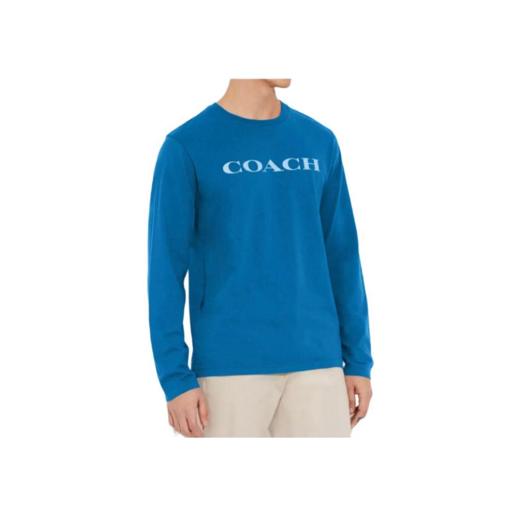 Coach Ss23 Logo Print Crew Neck Short Sleeve T-Shirt Men Tops Blue C9693-QW8
