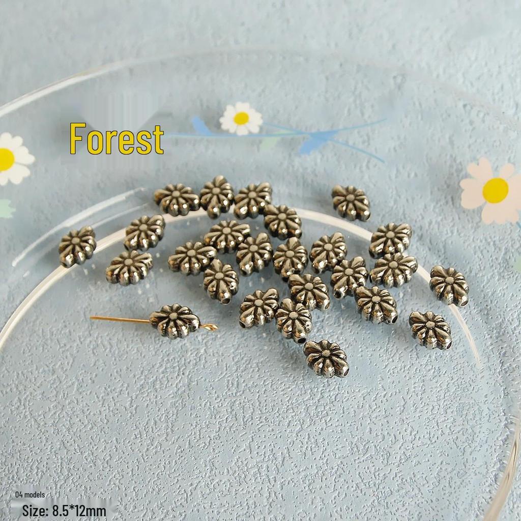 10pz Perline Distanziatrici Argento Vintage a Forma di Cuore e Fiore per Gioielli Fai da Te