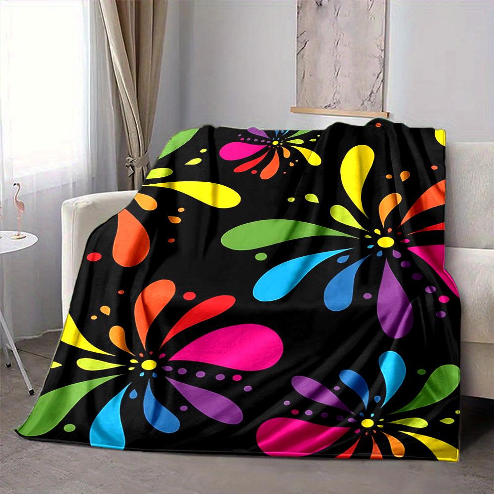1pc Colorful Floral Pattern Blanket Warm, Cozy, And Soft, Suitable for Sofas, Beds, Cars, And Office Use.Perfect for Camping And Travel, Making It a G