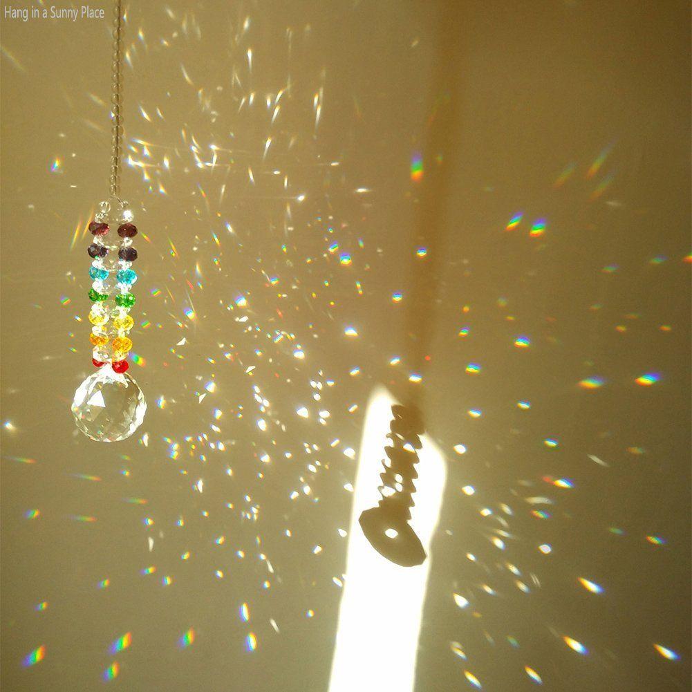 Sparkling K9 Crystal Glass Crystal Car Hanging Rainbow Suncatcher Beautiful Balcony Garden Hanging Ornament A16