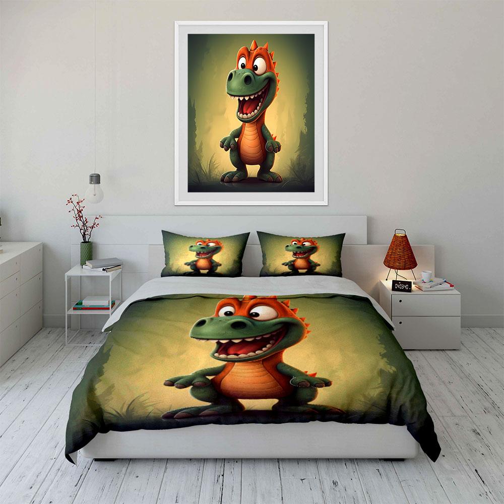 Cheerful dino jungle delight! Bedding sets Duvet covers Pillowcases(1* Duvet Cover 2* Pillowcases without duvet insert)