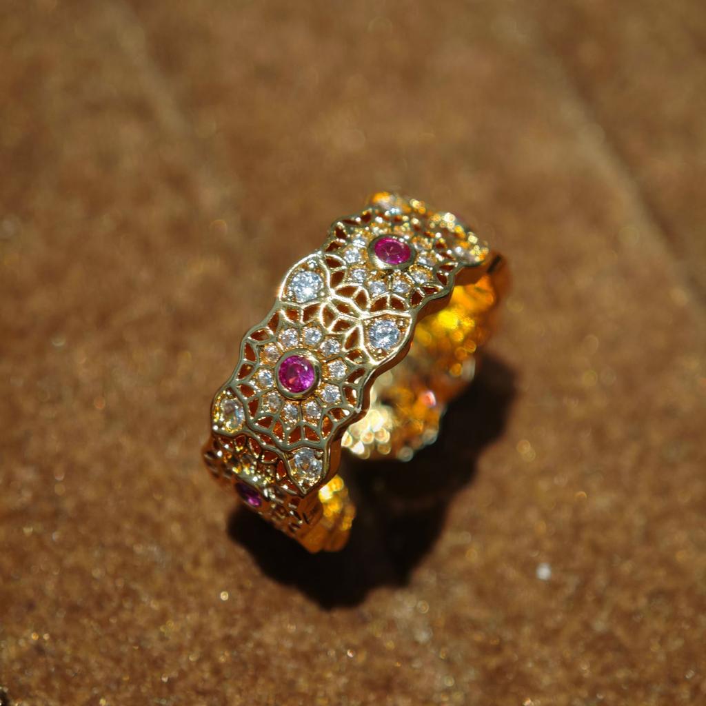 Anillo de Esmalte Vintage Cepillado de Lujo Ligero Rubí Morado Diamante Anillo para Dedo Índice Anillo Apilable Estilo de Uso Accesorios Premium Versátiles