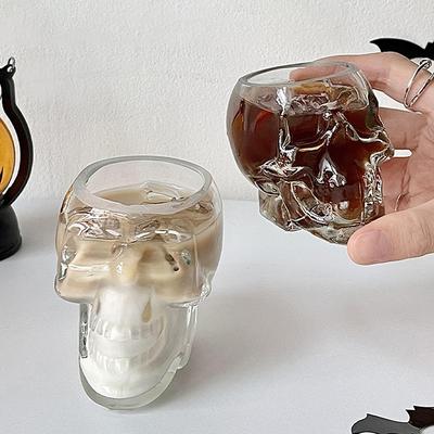 Coffee Juice Mug Drinking Bar Club Whiskey Wine Beer Cup Halloween Household Skull Head Glass Teacup Transparent Crystal