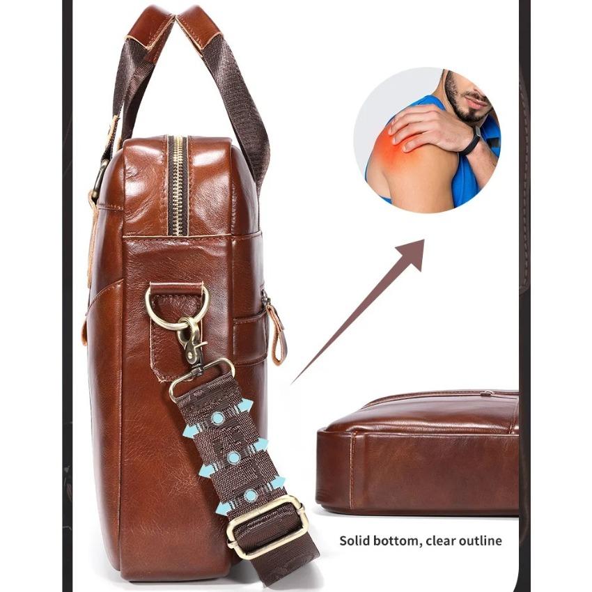 Brand Men's Bag Briefcase 100% Genuine Leather Handbags 15 Inch laptop bag Men's casual shoulder crossbody bags Messenger bag