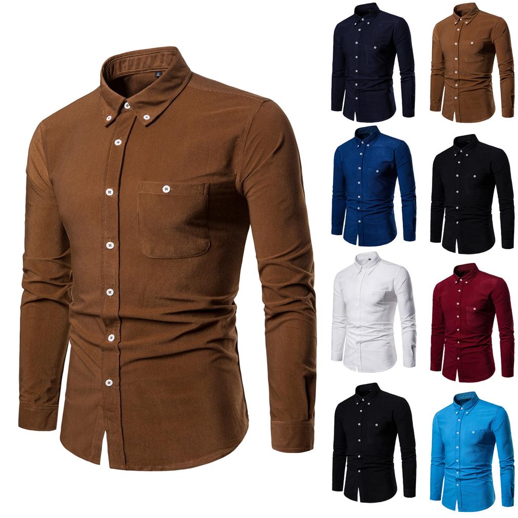 Men's Solid Color Jacket With Pockets Large Size Long Sleeve Shirt Casual Sports Jacket