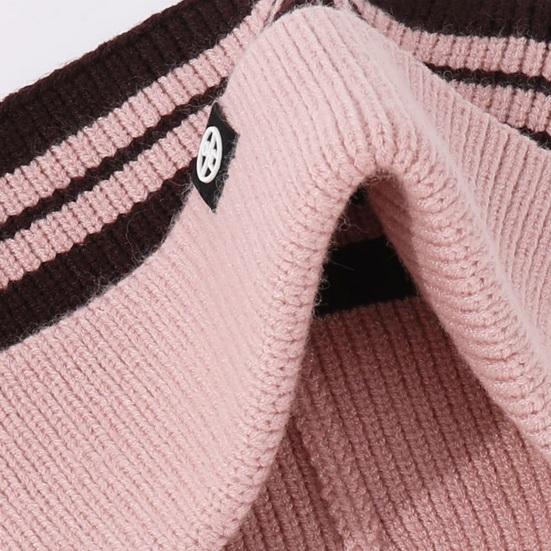 Kids Knitted Headband Wide Edge Elastic Ear Protection Warm Striped Contrast Design Ponytail Opening Headband