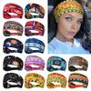 Women Wide Boho Print Headband Stretch Sports Yoga Workout Knotted Hairband Vintage Ethnic