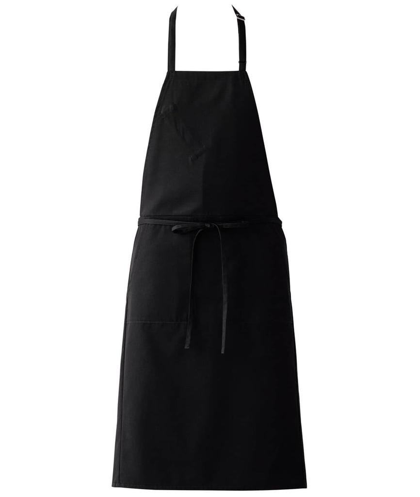 Seven Uniform ET3408-9 Black One-Size Chest Apron, Antibacterial, Odor-Resistant, Water-Repellent, and Oil-Repellent
