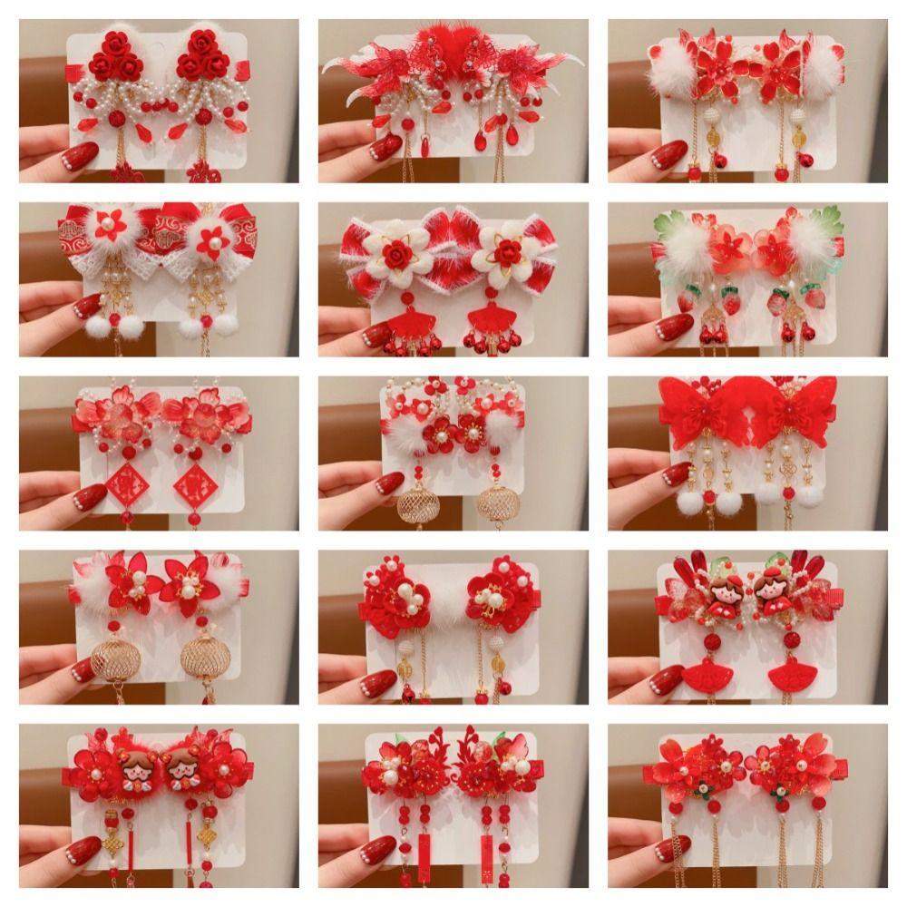 Flower Chinese New Year Headwear Bow Ancient Style Hairpin Simple Hanfu Hairpin  Children