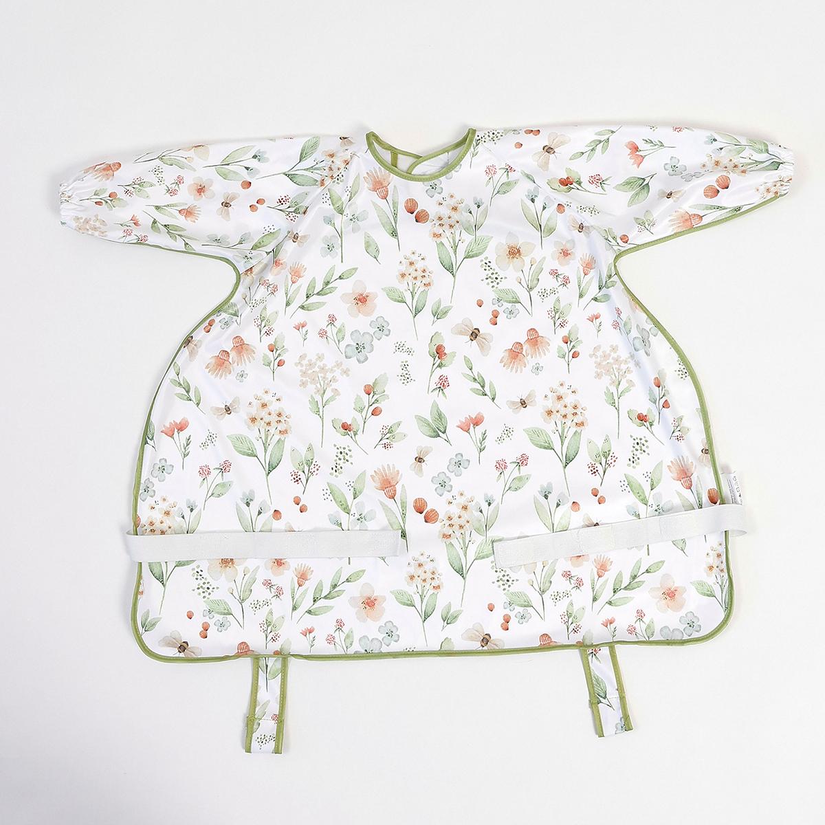 1Pc 100%Polyester Waterproof Highchair Coverall Baby Feeding Bib Long Sleeve Eating Smock Bib for 0-2Years Babies