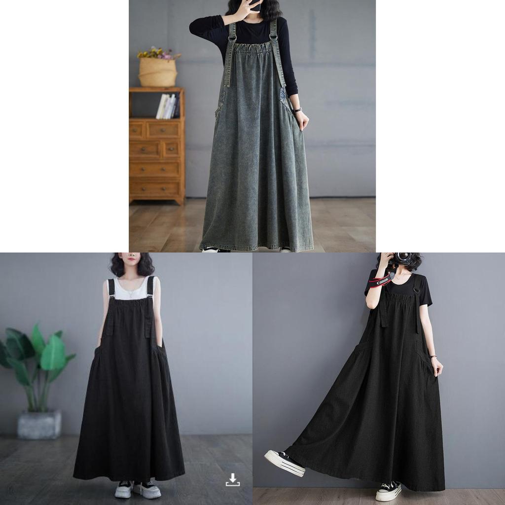 Denim Suspender Skirt For Women With High Waist And Flared Design For Spring Casual Wear