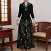 Elegant Chinese Style Long Sleeve Two-Piece Skirt Dress - Slimming & Age-Reducing