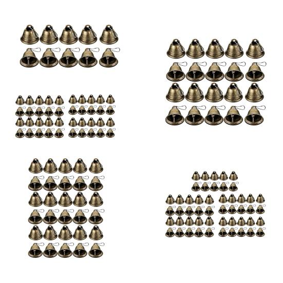 Small Bell Christmas Ornaments Vintage Brass Jingle Bells with Hook for Hanging Wind Chimes Making Home Wedding Christmas Party Decoration