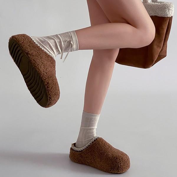 Simple wind soft bottom non-slip home indoor thick bottom bag head drag women's autumn retro wind casual exquisite lace cotton drag