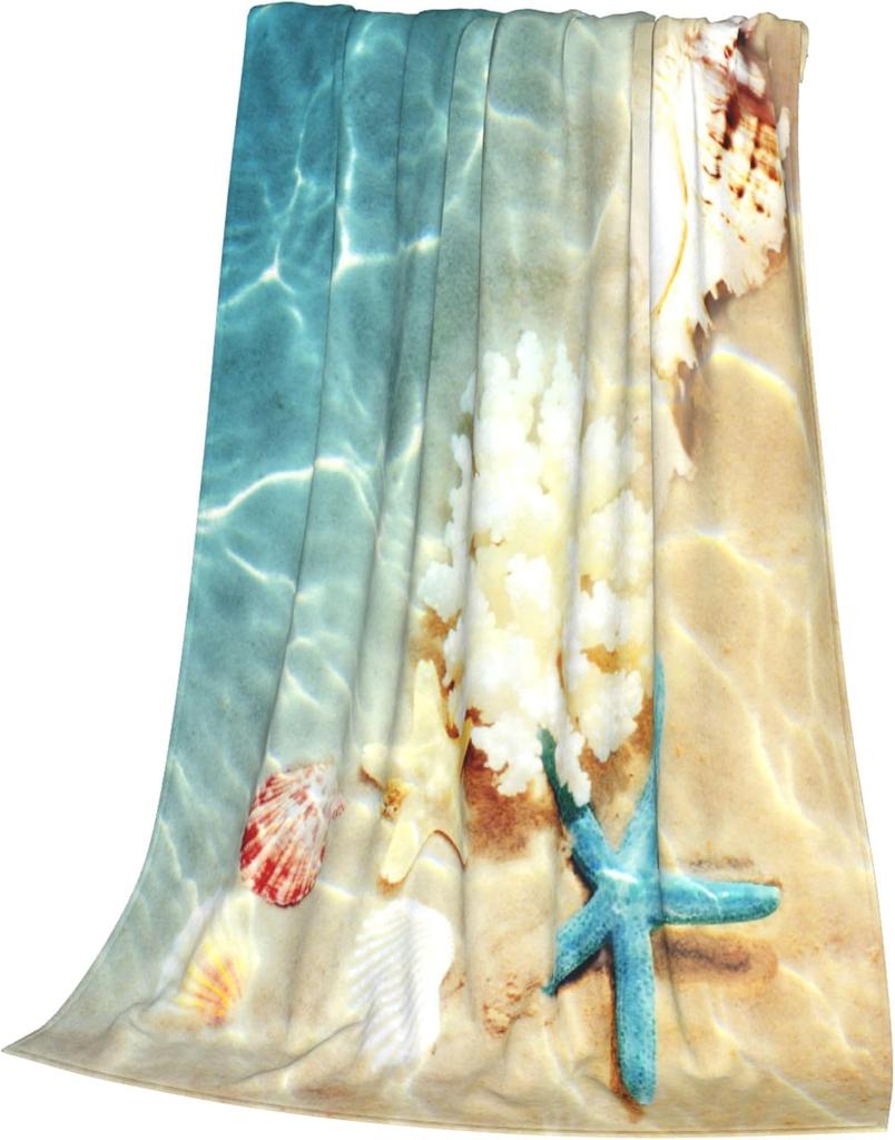 Beach Shells Landscape 3D Printed Throw Blanket Bedspread Flannel Home Blanket Plush Soft Comfortable Home Decor Blanket King