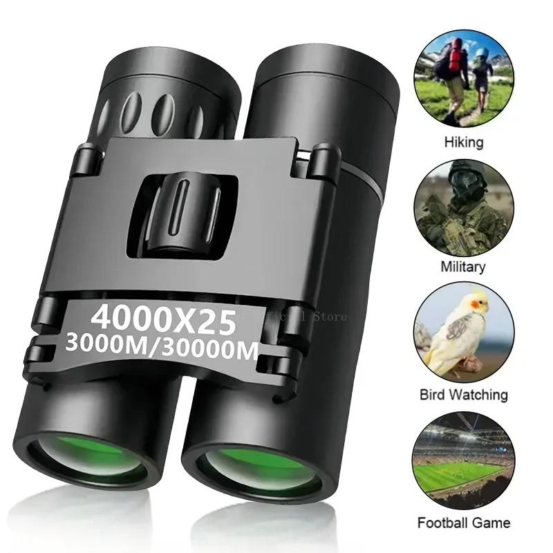 Portable 4000x25 Powerful Binoculars HD Zoom Long Range BAK4 Telescope Folding Low Light Binoculars for Hunting Camping