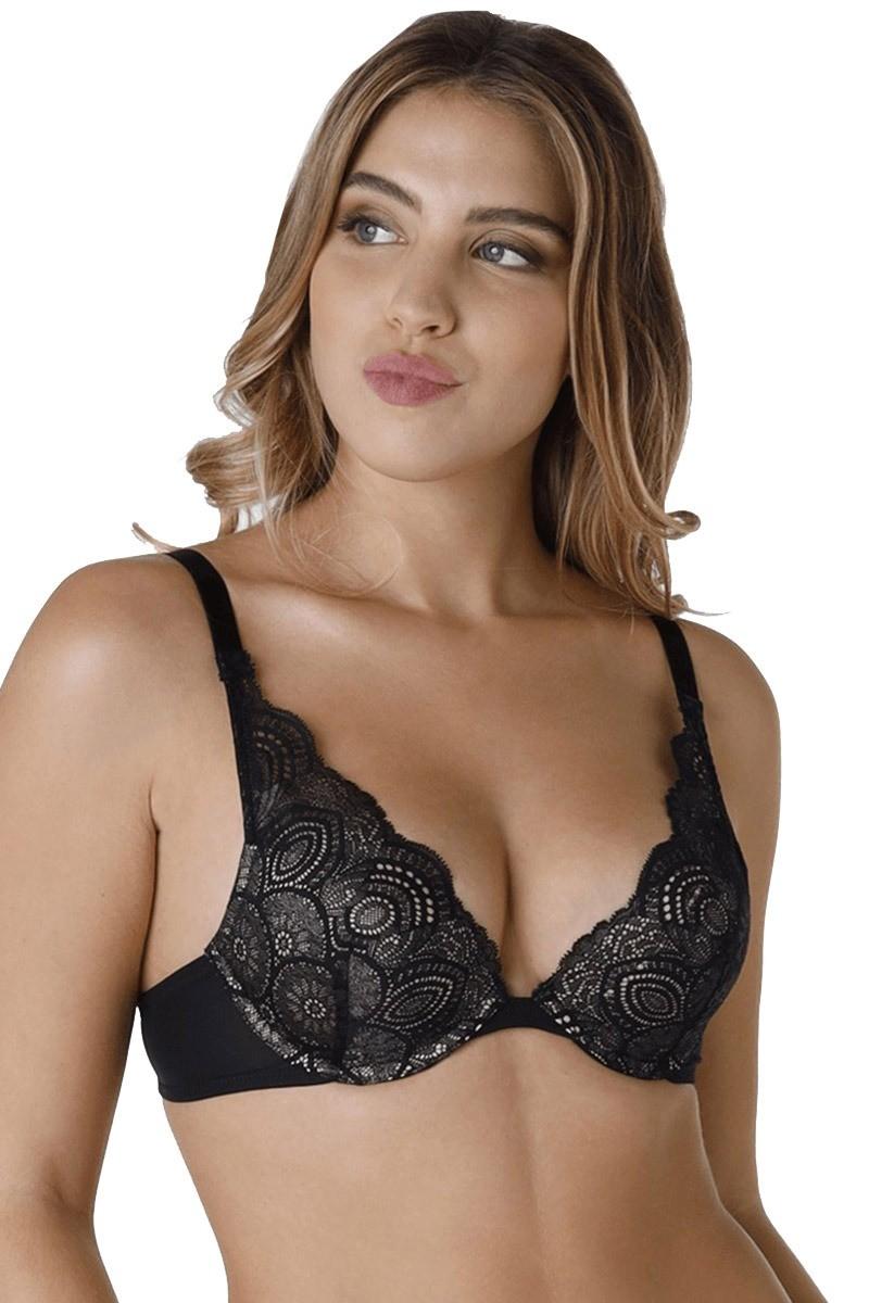 

Бюстгальтер push-up Wonderbra (94657) 80D прозорий колір чорний