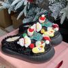 Fashion Women Cute Cartoon Snowflake Christmas Cotton Slippers Ladies Winter New Anti-slip Winter Warm Indoor Home Floor Fluffy Slides