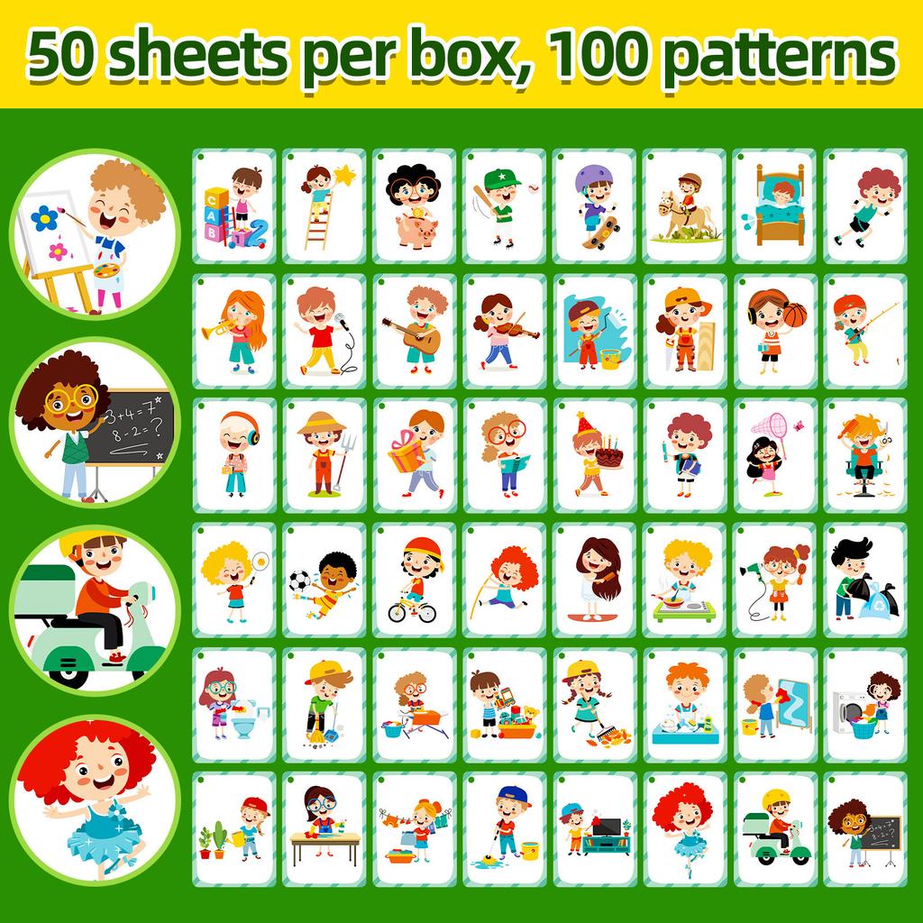 50Pcs/Set Cognition Learning Card Funny Memory Flash Cards Early Education Educational Toys For Children Kids