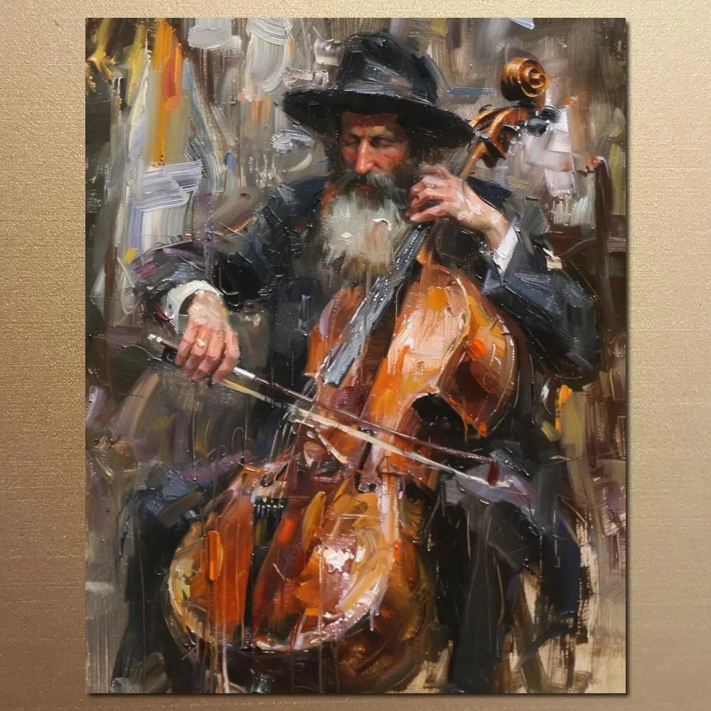 Stampa su Tela Hasidica Arte da Parete Grande Giudaica Uomo Ebreo che Suona Musica Poster HD Immagine Stampata Soggiorno Moderno Decorazione per la Casa
