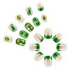 24 Pcs Lip Print Stick on Nail Saint Patricks Day False Nail French Tip Press On Nail Shamrocks Artificial Nail