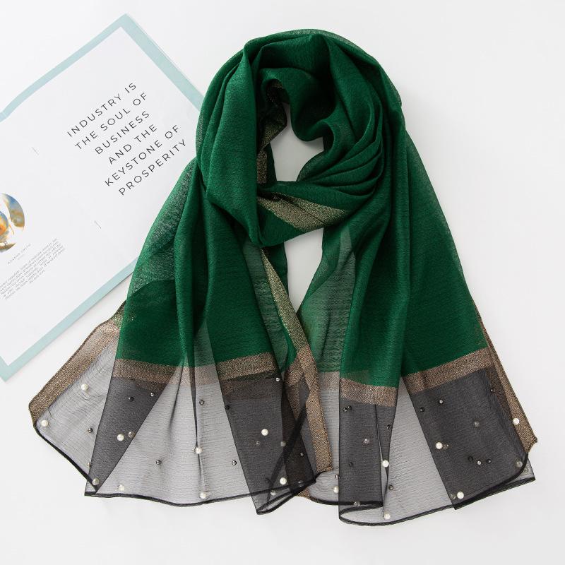 Luxury Pearl Long Scarf Shawl For Women Muslim Modal Hijab Thin Plain Scarf Big Size Headscarf Islamic Turban Headband 70*200Cm