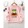 Girls' Crew Neck Sweatshirt | Glasses Frog Reading On Mushroom Pattern, Casual Style, Perfect for Fall/Winter