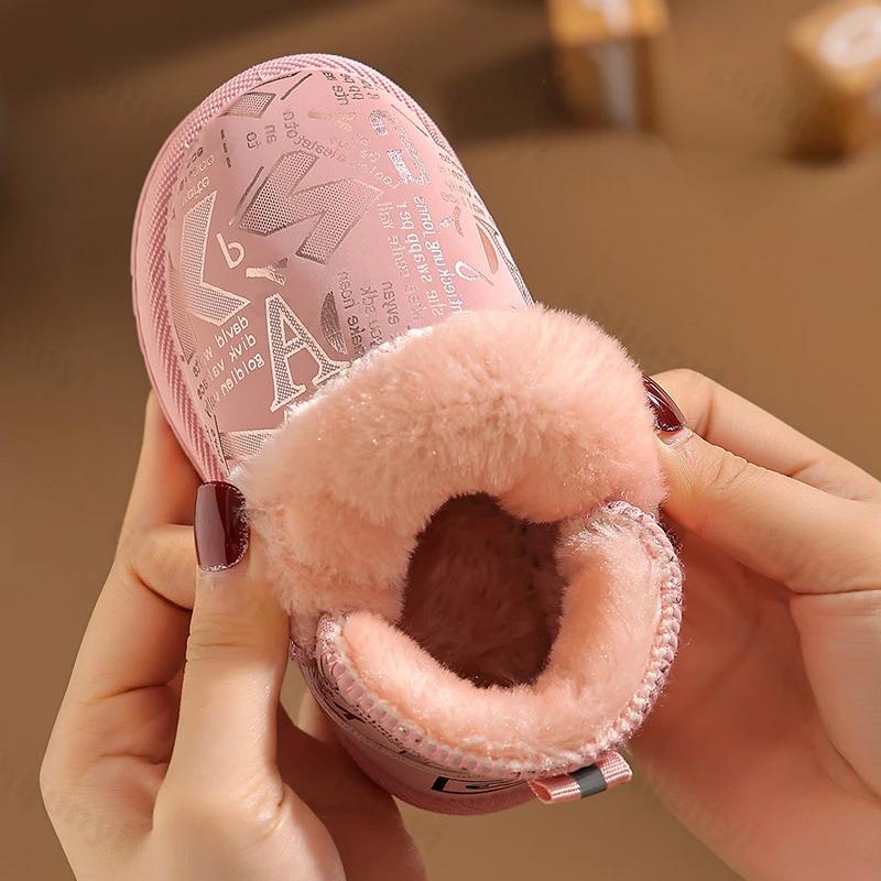Fashion Baby Girl Short Boots Winter Waterproof Cotton Boot Warm Cartoon Snow Boots Non-slip Toe Warm Children's Thickened Cotton Boots