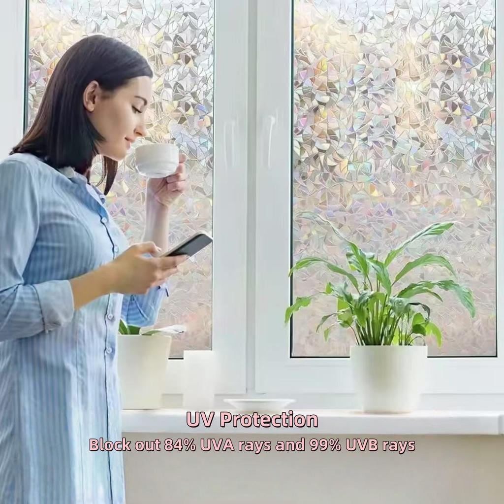 Rainbow Static Adhesive Glass Privacy Film Removable Reflective Colored Glass Covering Sticker Non-Adhesive Electrostatic Adsorption