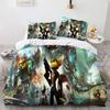 Ensemble de literie 3D Jeu Ratchet & Clank Rift Apart Ensemble de lit imprimé Housse de couette Drap Taie d'oreiller Lit Couette douce Taille Double Queen King