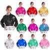 Kids Boys Girls Metallic Shiny Jacket for Hip-Hop Jazz Dance Tops Long Sleeve Flap Pockets Outwear Dancing Performance Costumes