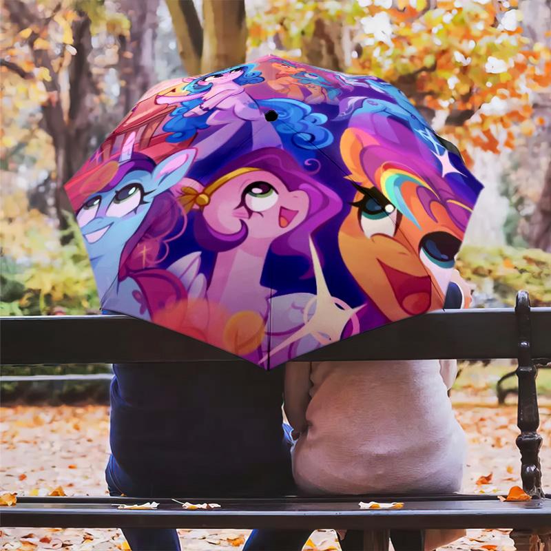 Rainbow Cloud Ponies Fly Folding Umbrella Suitable For All Seasons Portable Travel Umbrella Light Umbrella