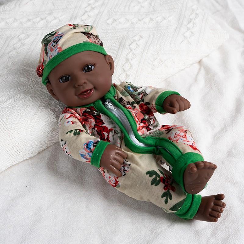 30cm Reborn Doll Black Skin Soft Full Vinyl Dolls For 11.81inch Dolls Cute Lifelike Newborn Doll Gift Doll Toy for Adults Gifts