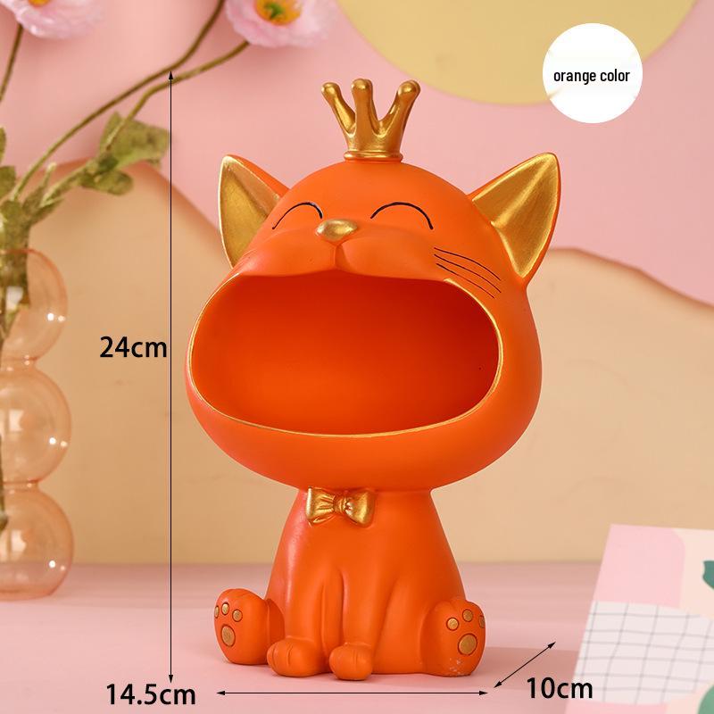 Creative Cat Light Luxury Resin Ornament for Home Decor & Key Storage