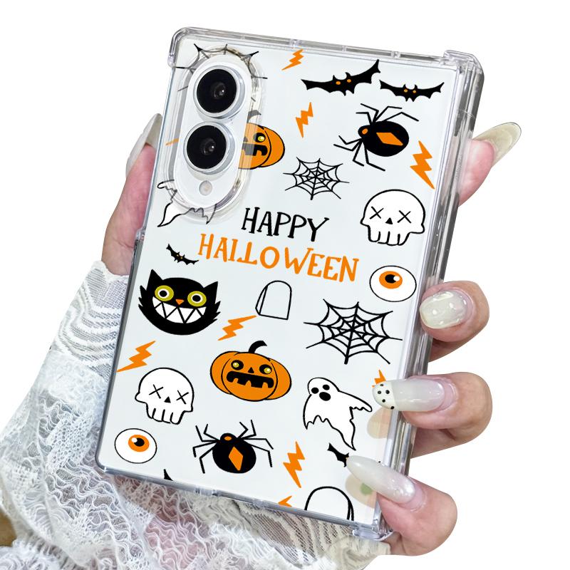 Halloween Ghost Pumpkin Case For Samsung Z Fold 8 Ultra 7 6 5 4 Clear PC Slim Hard Folding Phone Cover For Galaxy Z Fold8 Fold7 Fold6 Fold5
