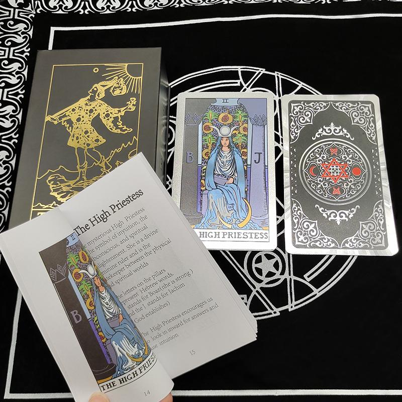 The New Knight Laser Gold Foil Tarot Board Game Set Hot Stamping Luxury PVC Waterproof Wear-resistant Divination Cards