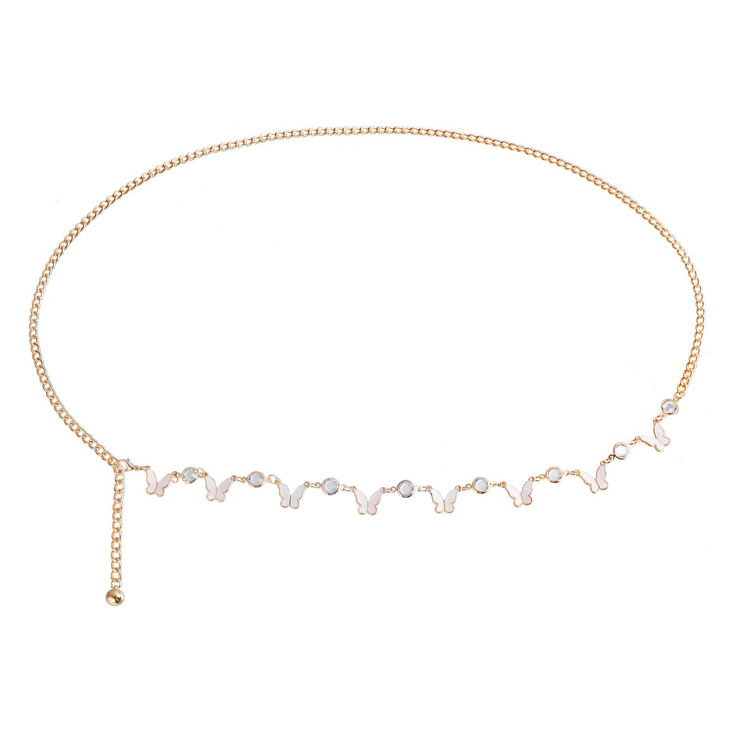 

Sweet and cool Spice Girl Wind Fritillary Butterfly Pendant Rhinestone Waist Chain Ladies Sexy Street Shoot European and American Single Circle золотой
