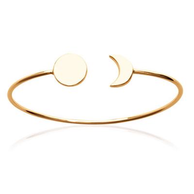 [Q8490] - Gold Plated Bracelet 'Sun Moon' Golden - 58 Mm - Sun 10 Mm