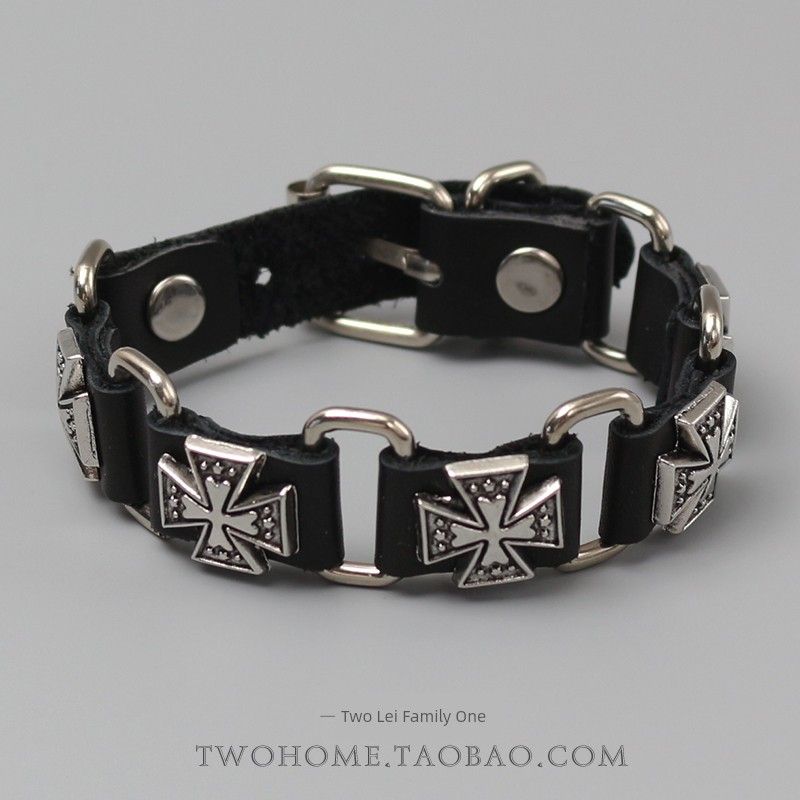 

Минималистичный панк субкультура браслет аксессуар стильный европейский и американский готы крест браслет уличный тренд украшение Black(Small size/Single)