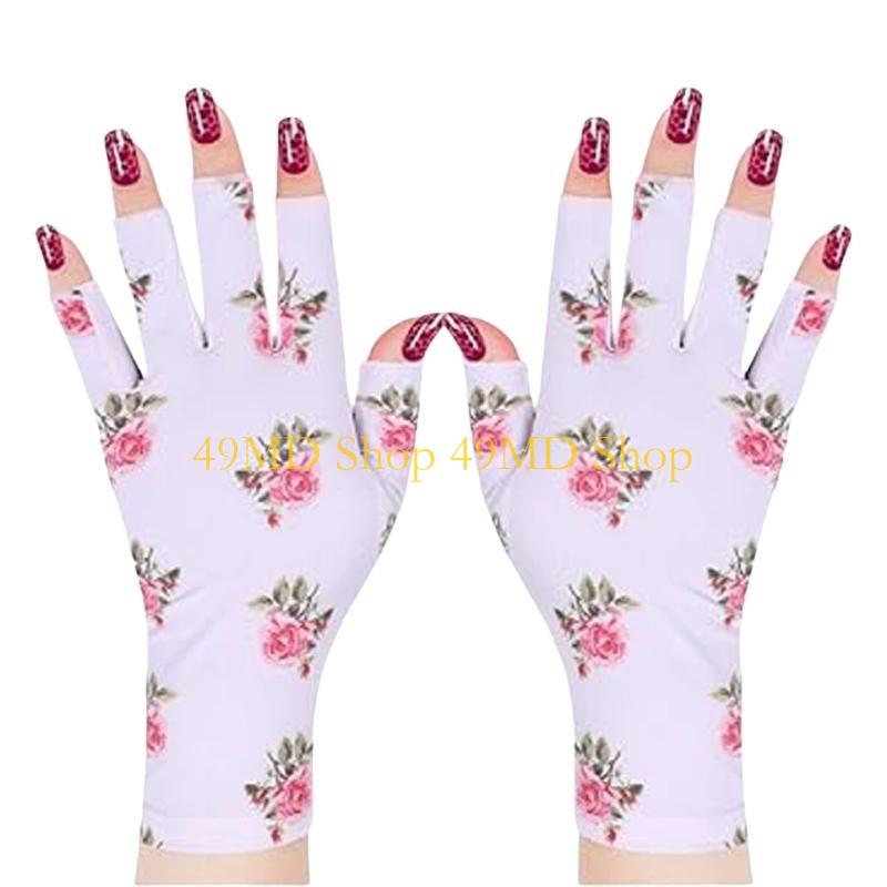 49MD Fashionable Print Half Finger Gloves for Outdoor Sun Protections Cycling Gloves