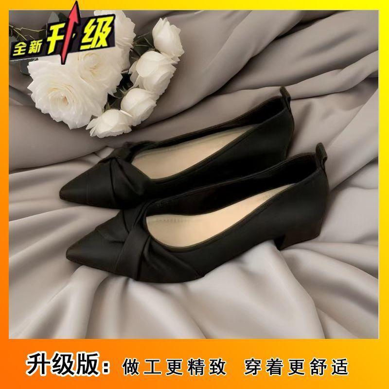 With Skirt Temperament Evening Shoes Shallow Mouth Soft Sole Women's Shoes New Xiaoxiangfeng Pointed Single Shoes Women's Summer