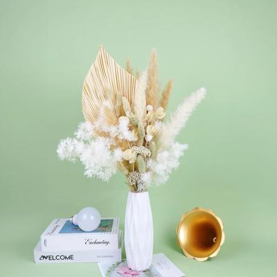 Bouquet de Fleurs Artificielles Style Bohème Nordique 26 pièces Herbe Queue de Lapin Roseau Éventail de Massette Feuille de Palmier Arrangement Floral DIY Maison Mariage
