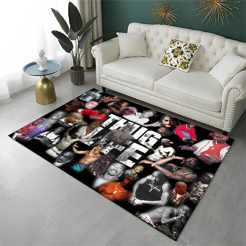 Rapper Eminem Tupac 2pac Hip Hop Rap God Carpet Rug for Playroom Bedroom Living Room Sofa Home Decor,kid Area Rug Non-slip