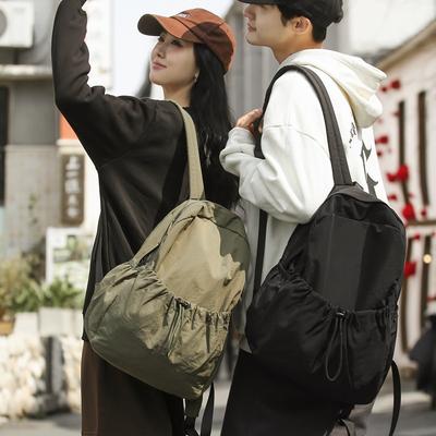 Japanese and Korean Solid Color Drawstring Daily Commuter Backpack Spring and Summer New Soft Fabric Backpack