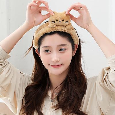 Fascia per capelli a forma di gatto, fascia per il lavaggio del viso, copricapo per la rimozione del trucco per bambine, foulard in flanella per il post-parto, fascia per capelli antiscivolo, elastico per capelli