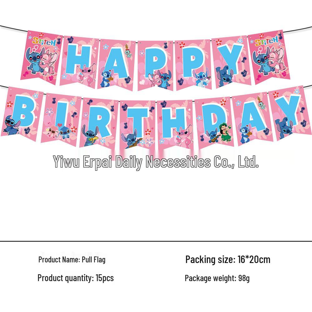 Pink Lilo & Stitch Party Set: Plates, Cups, Napkins, Tablecloths, Goodie Bags, Banners, Invitations