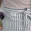 Durable Cotton Stripe Apron Anti Fouling Anti Oil Cooking Half Apron Washable Breathable Waist Apron Kitchen